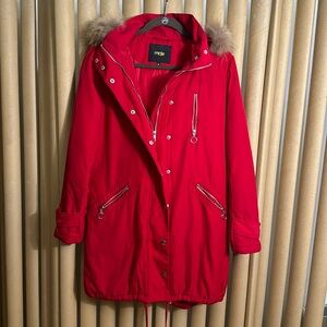 Maje fur hood coat jacket parka size FR38
